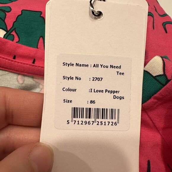 NWT Alba of Denmark I Love Pepper Dogs All You Need Tee - Picture 6 of 6